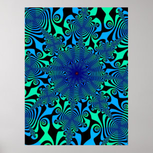 Poster Spinner Mind en bleu et vert