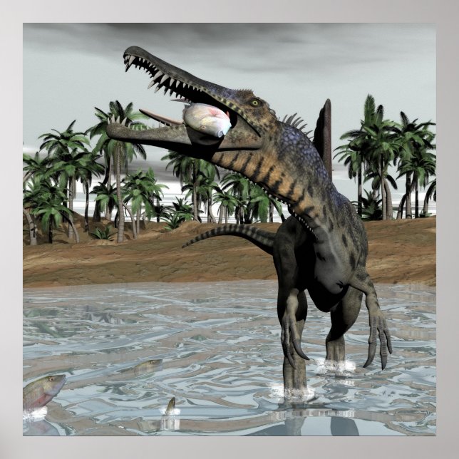 Poster Spinosaurus dinosaure mangeur poisson - rendu 3D (Devant)