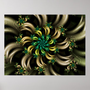 Poster Spiral fractal rayé