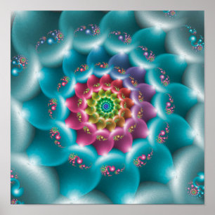 Poster Spirale Bleue Arc-en-ciel