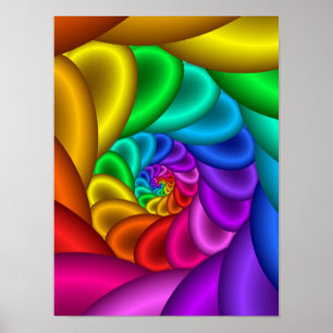 Poster Spirale fractale arc-en-ciel abstraite Vortex