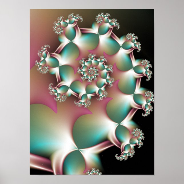 Poster Spirale fractale iridescente (Devant)