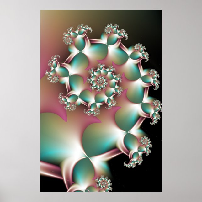 Poster Spirale fractale Iridescente (Devant)