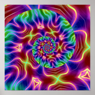 Poster Spirale fractale néon