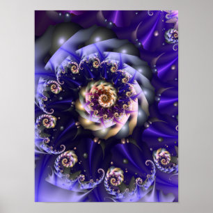 Poster Spirale fractale violette Art numérique abstrait