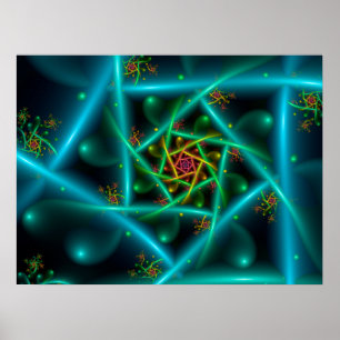 Poster Spirale géométrique bleue verte