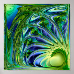 Poster Spirale marine jaune et verte