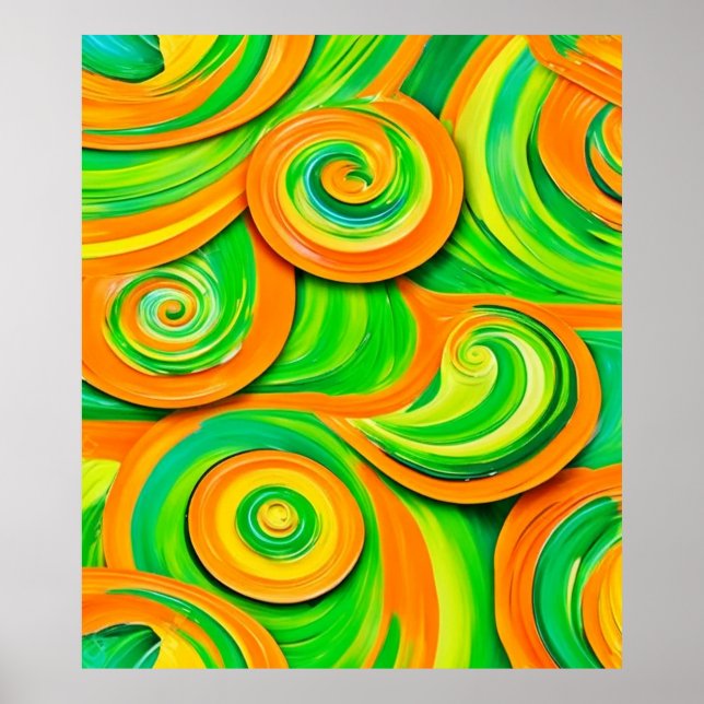 Poster Spirale verte et orange (Devant)