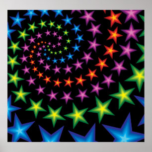 Poster spirales d'étoiles vives
