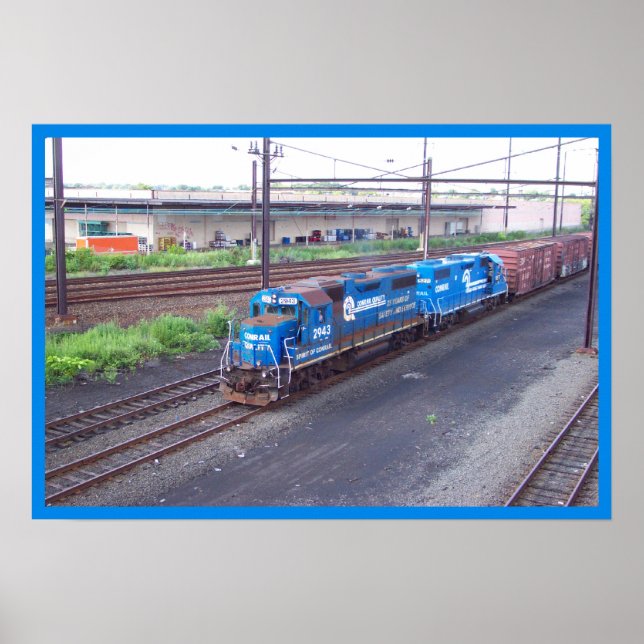 Poster Spirit of Conrail - GP38 - PRR #2943 dans Blue Pai (Devant)
