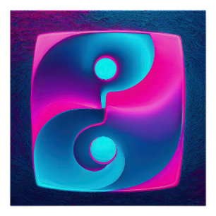 Poster Spiritualité radiante : Yin Yang Vibrant rose et b