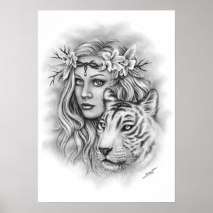 Poster Spirituel White Tiger Girl
