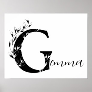 Poster Spirituelle personnalisée enfant G Nom Gemma Lotus