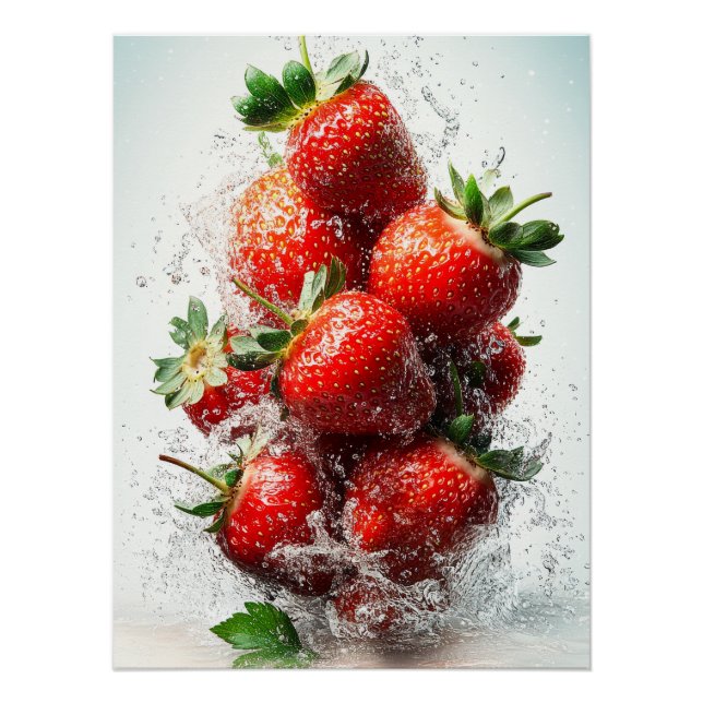 Poster Splash fraise (Devant)