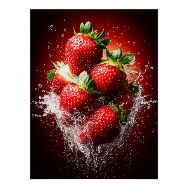 Poster Splash fraise (Devant)