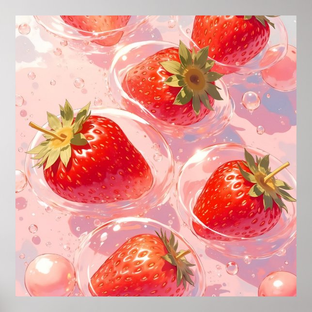 Poster Splash fraise (Devant)