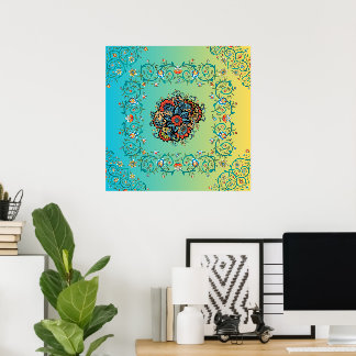 Poster Splendor Infini, Art Floral Vert Mehndi