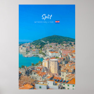 Poster Split, Croatie - Ville côtière