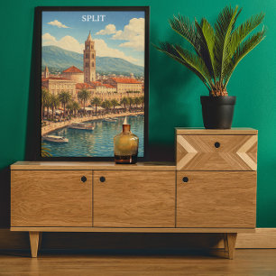 Poster Split Croatie Vintage côte Adriatique