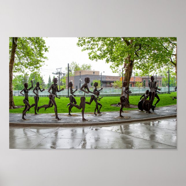 Poster Spokane Washington Bloomsday Coureurs de sculpture (Devant)