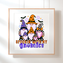 Poster Spookin’ Avec Mes Gnomies : Amis Rétro Halloween