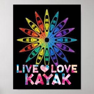 Poster Sport de pagaie de bateau en canoë Kayakiste Vivre