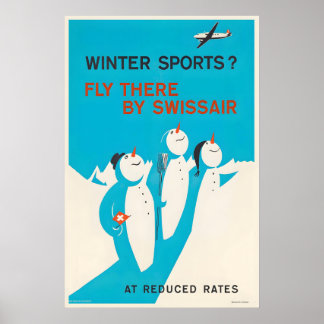 Poster Sport d'hiver Suisse Envolez-vous par avion