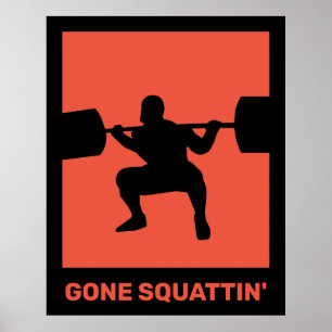 Poster Sport haltérophile allé squatter fitness gym
