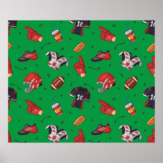 Poster Sports de football équipement, nourriture et boiss (Devant)