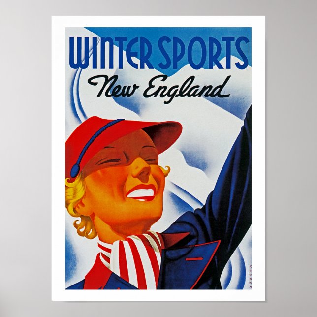 Poster Sports d'hiver en Nouvelle-Angleterre (Devant)