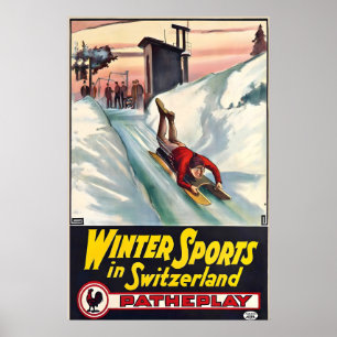 Poster Sports d'hiver en Suisse Gstaad Ski suisse Alpes
