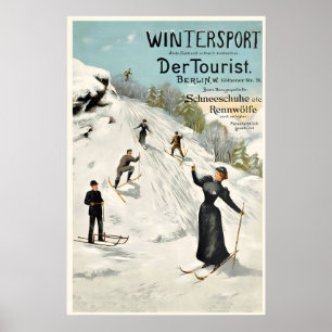 Poster Sports d'hiver raquettes à neige Ski Alpes Montagn