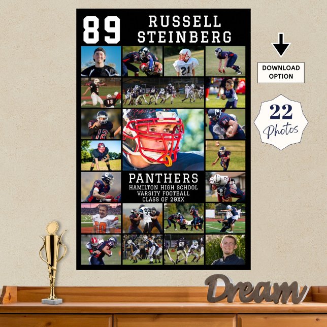 Poster Sports Senior Night Graduation 22 Photo Collage (Créateur téléchargé)