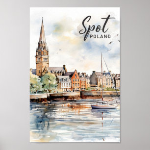 Poster Spot Pologne Aquarelle Peinture Voyage