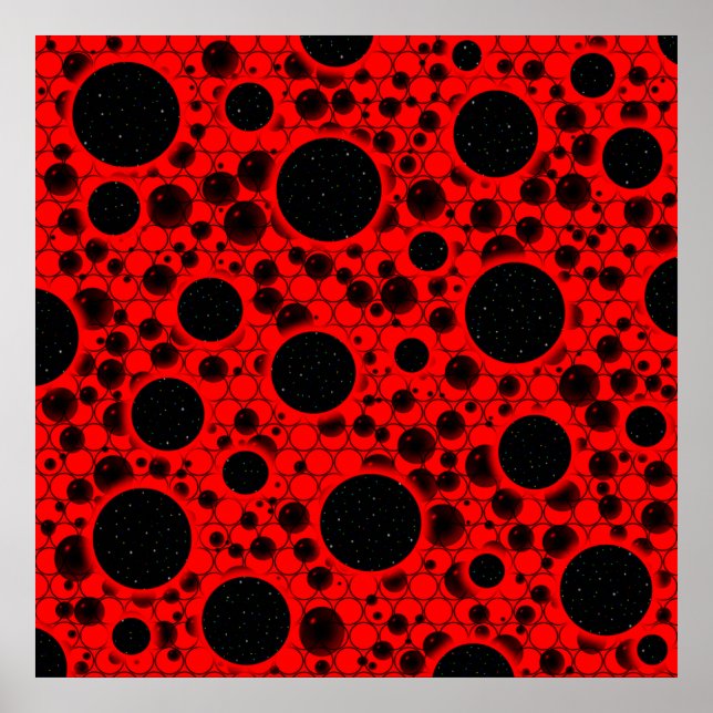 Poster Spots de bulles spatiales - Rouge (Devant)