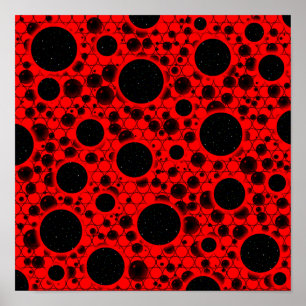 Poster Spots de bulles spatiales - Rouge
