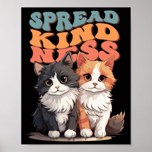 Poster Spread Kindness - Adorable Chat Duo Design Sticker