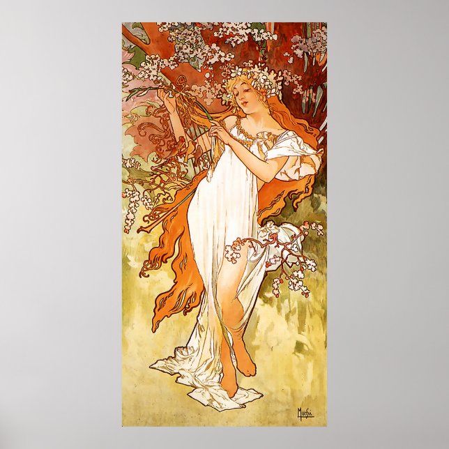 Poster Spring Alfons Mucha Art Nouveau (Devant)