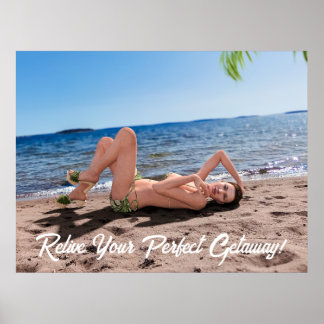 Poster Spring Break Girl Lying on Sandy Beach
