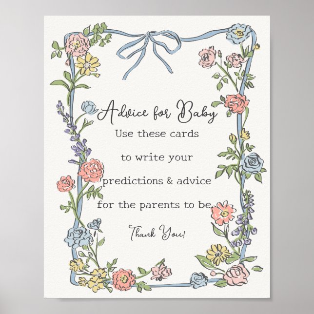 Poster Spring Garden Party Floral Douche conseil pour béb (Devant)