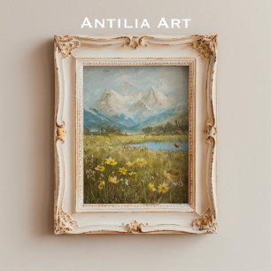 Poster Spring Mountain Meadow Vintage Nature Art