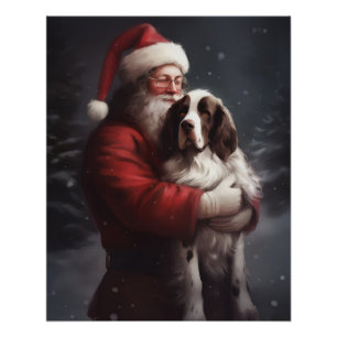 Poster Springer Spaniel Père Noël Noël Festif