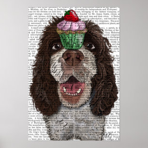 Poster Springer Spaniel with Cupcake