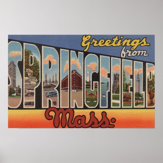 Poster Springfield, Massachusetts - Grande Lettre (Devant)