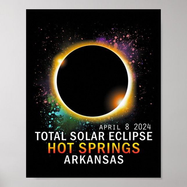 Poster Springs Arkansas Total Éclipse Solaire 8 avril 202 (Devant)