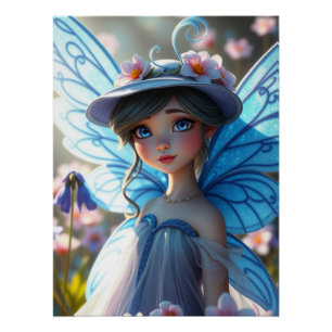 Poster Springtime Bluebell Fairy Art