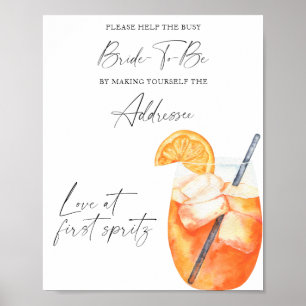 Poster Spritz de mariage - aider la mariée occupée Adress