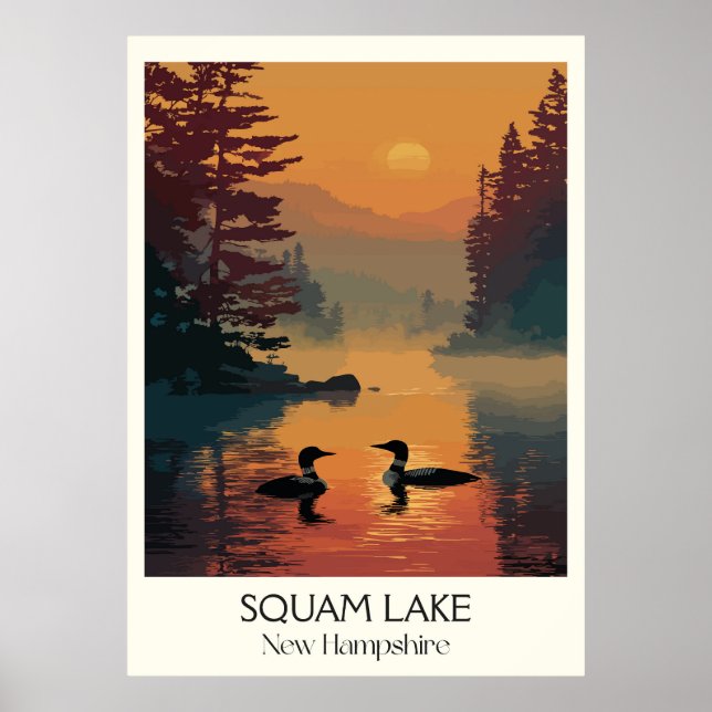 Poster Squam Lake New Hampshire Sunset (Devant)