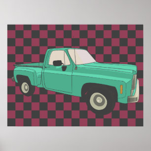 Poster Squarebody, GMC, Chevy C10, pick up truck, stepsid