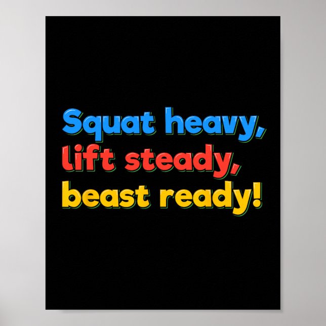 Poster Squat Lourd Ascenseur Stable Bête Prêt Drôle Gym H (Devant)